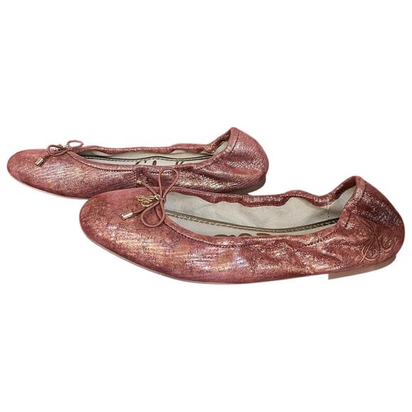 Sam Edelman Felicia Ballet Flats Bow Rust Pink Gold Women's 6 EU 36 - Picture 1 of 9